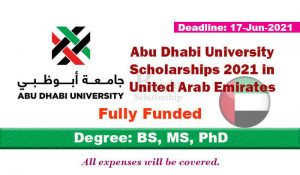 Abu Dhabi University Scholarships for Summer Session 2021 (Fully Funded)