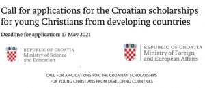 Croatian Government Undergraduate & Graduate Scholarships 2021 /2022 For Young Christians in developing Countries (Fully Funded)